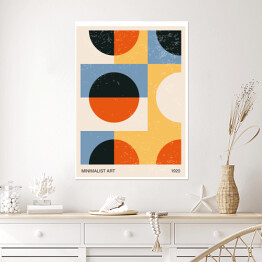 Plakat samoprzylepny Minimalny 20s geometryczny plakat projektowy, wektor szablon z prymitywnych kształtów