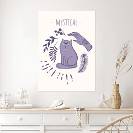 Plakat Mistycyzm - kot i kobieca dłoń