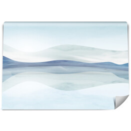 Fototapeta winylowa zmywalna Krajobraz z górami nad jeziorem 3D akwarela