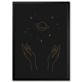 Plakat w ramie Planeta w dłoniach - magiczna ilustracja