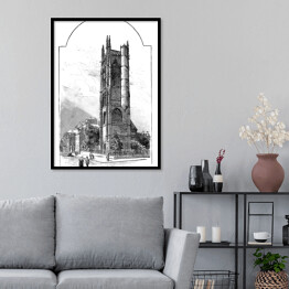 Plakat w ramie Piękna wieża (Rouen) - widok w XIX wieku