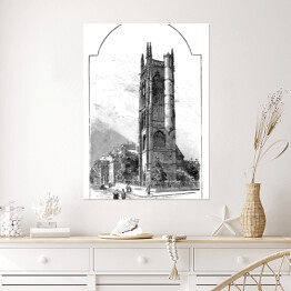 Plakat Piękna wieża (Rouen) - widok w XIX wieku