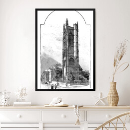 Obraz w ramie Piękna wieża (Rouen) - widok w XIX wieku