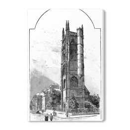 Obraz na płótnie Piękna wieża (Rouen) - widok w XIX wieku