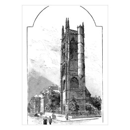 Plakat Piękna wieża (Rouen) - widok w XIX wieku