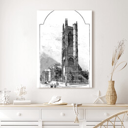 Obraz na płótnie Piękna wieża (Rouen) - widok w XIX wieku