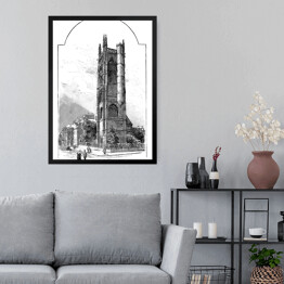 Obraz w ramie Piękna wieża (Rouen) - widok w XIX wieku