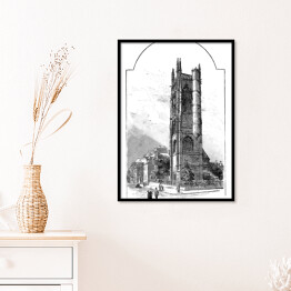 Plakat w ramie Piękna wieża (Rouen) - widok w XIX wieku