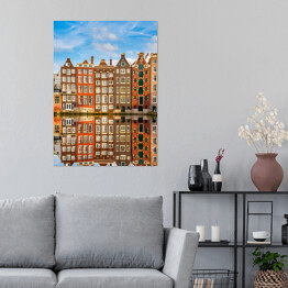 Plakat samoprzylepny Tradycyjne holenderskie budynki w Amsterdamie