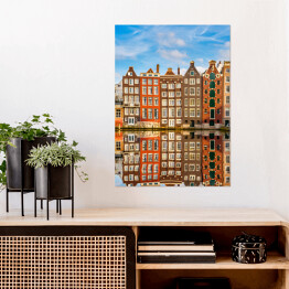 Plakat samoprzylepny Tradycyjne holenderskie budynki w Amsterdamie