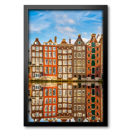 Obraz w ramie Tradycyjne holenderskie budynki w Amsterdamie