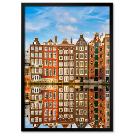 Plakat w ramie Tradycyjne holenderskie budynki w Amsterdamie