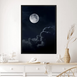 Obraz w ramie Pełnia księżyca na pochmurnym niebie