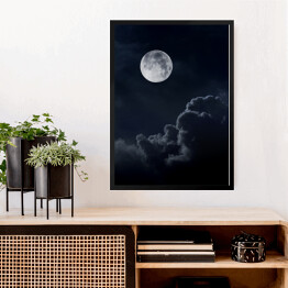 Obraz w ramie Pełnia księżyca na pochmurnym niebie