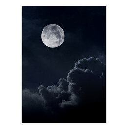 Plakat Pełnia księżyca na pochmurnym niebie