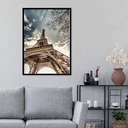 Plakat w ramie Ważny punkt na mapie Paryża - Wieża Eiffla