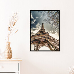 Plakat w ramie Ważny punkt na mapie Paryża - Wieża Eiffla