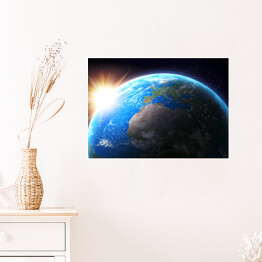 Plakat samoprzylepny Słońce zachodzące nad Ziemią
