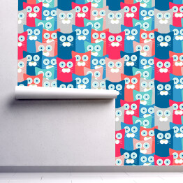 Tapeta samoprzylepna w rolce Kolorowy wzór w śmieszne koty z dużymi oczami