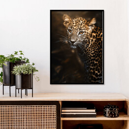 Plakat w ramie Lampart cejloński (Panthera pardus kotiya) portret szczegółowy