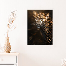 Plakat Lampart cejloński (Panthera pardus kotiya) portret szczegółowy