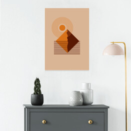 Plakat samoprzylepny abstrakcyjna góra pomarańczowy krajobraz kolorowy Flat Boho Geometric Neutral Color design Poster
