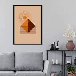 Plakat w ramie abstrakcyjna góra pomarańczowy krajobraz kolorowy Flat Boho Geometric Neutral Color design Poster