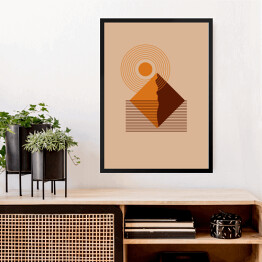 Obraz w ramie abstrakcyjna góra pomarańczowy krajobraz kolorowy Flat Boho Geometric Neutral Color design Poster