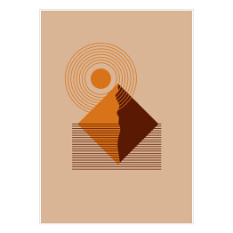 Plakat abstrakcyjna góra pomarańczowy krajobraz kolorowy Flat Boho Geometric Neutral Color design Poster