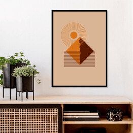 Plakat w ramie abstrakcyjna góra pomarańczowy krajobraz kolorowy Flat Boho Geometric Neutral Color design Poster