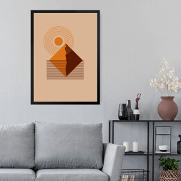 Obraz w ramie abstrakcyjna góra pomarańczowy krajobraz kolorowy Flat Boho Geometric Neutral Color design Poster