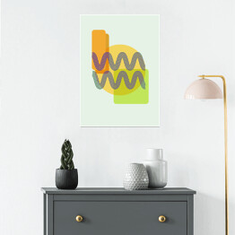 Plakat kształt abstrakcyjny zielony pomarańczowy kolorowy Flat Boho Geometric Neutral Color design Poster