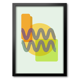 Obraz w ramie kształt abstrakcyjny zielony pomarańczowy kolorowy Flat Boho Geometric Neutral Color design Poster
