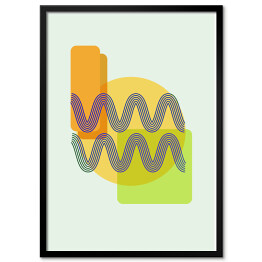 Plakat w ramie kształt abstrakcyjny zielony pomarańczowy kolorowy Flat Boho Geometric Neutral Color design Poster