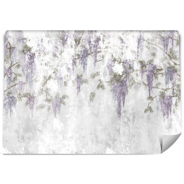 Fototapeta winylowa zmywalna dekoracyjne kwiaty, które zwisają z gałęzi na teksturowanej ścianie, fototapeta do wnętrza