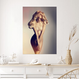 Plakat Piękna złotowłosa naga kobieta