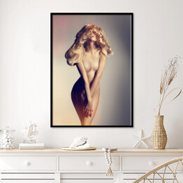 Plakat w ramie Piękna złotowłosa naga kobieta
