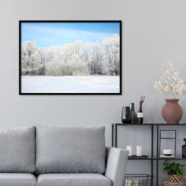 Plakat w ramie Widok panoramiczny - rosyjska zima w styczniu