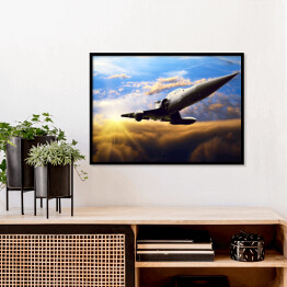 Plakat w ramie Wojskowy samolot na niebie
