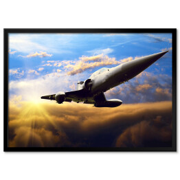Plakat w ramie Wojskowy samolot na niebie