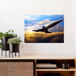 Plakat Wojskowy samolot na niebie