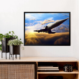 Obraz w ramie Wojskowy samolot na niebie