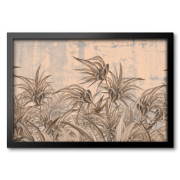 Obraz w ramie Styl vintage sztuka malowane tropikalne liście na teksturowane shabby tle fototapeta we wnętrzu