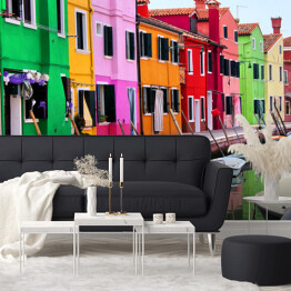 Fototapeta Kolorowe domy wzdłuż kanału w Burano we Włoszech