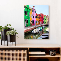 Obraz na płótnie Kolorowe domy wzdłuż kanału w Burano we Włoszech