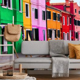 Fototapeta Kolorowe domy wzdłuż kanału w Burano we Włoszech