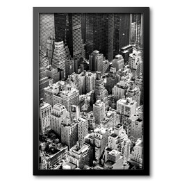 Obraz w ramie Czarno biały Manhattan z lotu ptaka New York