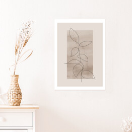 Plakat samoprzylepny Gałązka z liśćmi. Plakat botaniczny boho