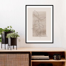 Plakat w ramie Gałązka z liśćmi. Plakat botaniczny boho