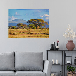 Plakat samoprzylepny Krajobraz sawanny, Kenia